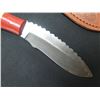 Image 2 : Curved Damascus Blade Knife in Textured Sheath 7"L