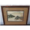 Image 1 : Landscape Artwork Signed Y.J. Liu 1982, Framed & Matted, 10"x8"