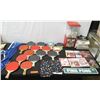 Image 1 : Multiple Ping Pong Accessories: Balls in Dispenser, Paddles, Street Sign, DVD's, etc