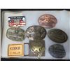 Image 2 : Qty 8 Belt Buckles: Practice Shooting, NRA Whittington, Golden Eagles, etc in Display Case 8"x12"