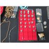 Image 9 : Multiple Display Cases w/ Misc Jewelry: Necklaces, Brooches, Bracelets, Rings, etc