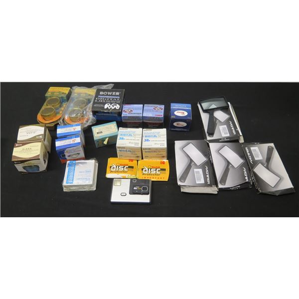 Multiple Boxes Digital Wide Angle Lenses, Filter Kit, Kodak Disc4000 Camera, Disc Protectors, etc