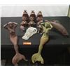 Image 1 : Qty 2 Mermaid Figures, Multiple Frogs, Alligator Head, Fish, etc