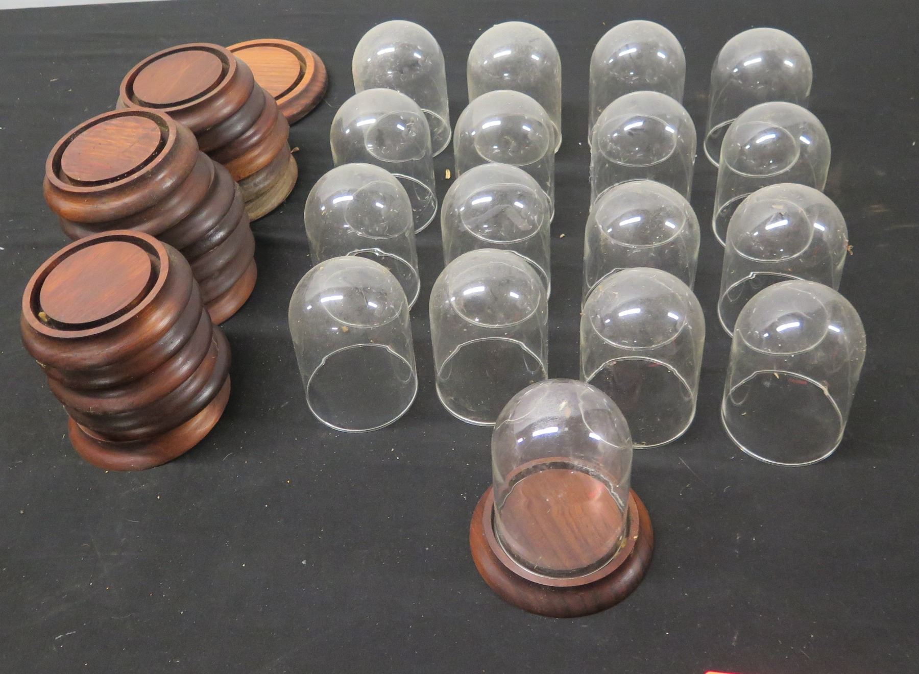 Round Container Dispaly Multiple Display Containers w/ Round Wooden Base & Clear Tops 4
