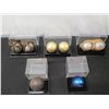 Image 2 : Qty 3 Pair w/ Straps & 2 Single Petanque Balls in Display Cases