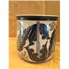 Image 2 : Blue Fish Motif Ceramic Pot Signed Aurelia Scherf 1983 Sea Horse Pottery 8"D x 8"H