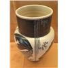 Image 1 : Blue Fish Motif Ceramic Vase Signed Aurelia Scherf 1985 Sea Horse Pottery 7"D x 11"H