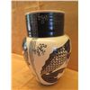 Image 2 : Blue Fish Motif Ceramic Vase Signed Aurelia Scherf 1985 Sea Horse Pottery 7"D x 11"H