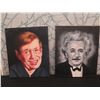 Image 2 : Qty 4 Unframed Male Portraits: Einstein, Stephen Hawking, Tesla, etc 20"x24"