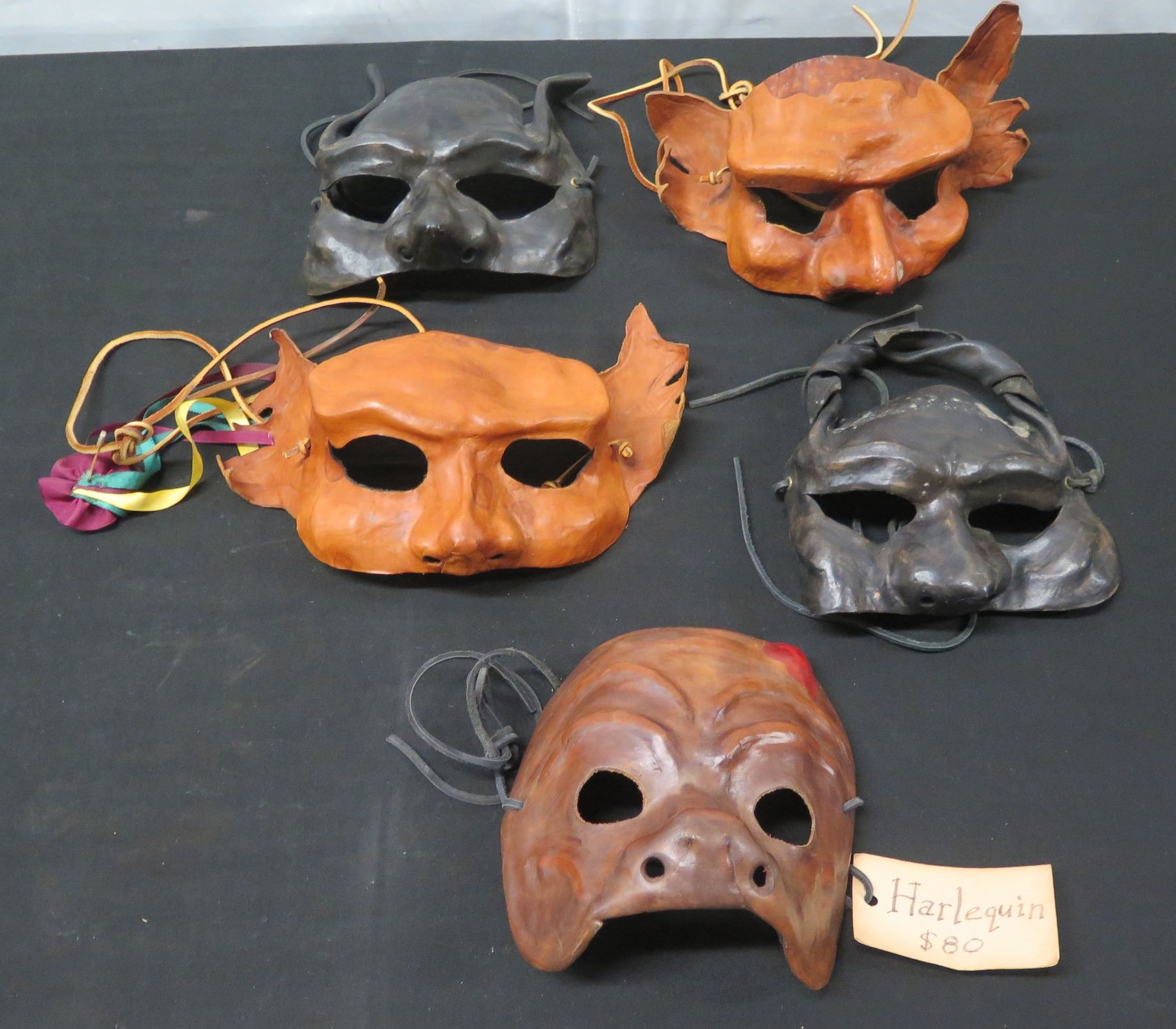 Mask Auction Rasing Number Qty 5 Renaissance Leather Masks (1 Marked Harlequin), Misc Features ...