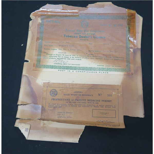Arizona State Board Of Pharmacy Patent Medicine Permit 1941 Arizona state board of pharmacy patent medicine permit 1941