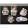 Image 1 : Qty 5 Trinket Boxes, Some Maker's Marks & Tags, Misc Sizes