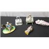 Image 1 : Qty 5 Trinket Boxes & Figurines, Some Maker's Marks & Tags, Misc Sizes