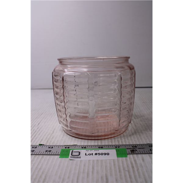 Pink Depression Glass Biscuit Barrel