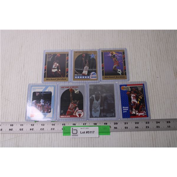 (7) Assorted Vintage NBA Basketball Michael Jordan Trading Cards