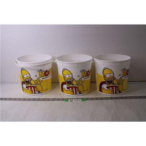 (3) The Simpsons Movie Popcorn Containers - 2007