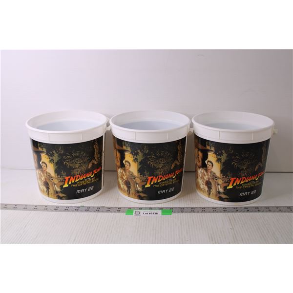 (3) Indiana Jones The Crystal Skull Movie Popcorn Containers - 2008