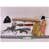 Image 1 : Assorted Fishing Items-rope, hooks, hangers, reel parts