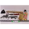 Image 2 : Assorted Fishing Items-rope, hooks, hangers, reel parts