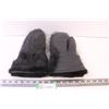 Image 1 : Faux Fur Leather Lined Mittens