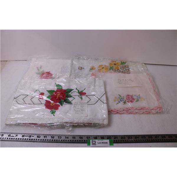 Assorted Embroidered linens-tablecloths, doilies