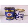 Image 3 : 3 Honey cans and one plate