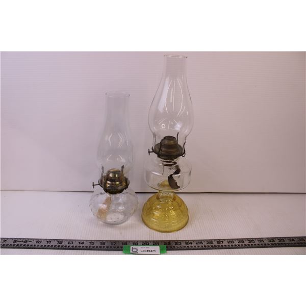 2 Glass Kerosene Lamps