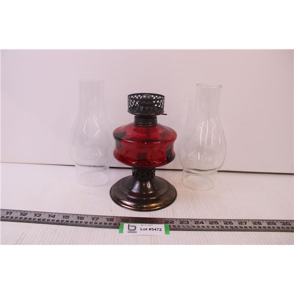 Red Kerosene lantern with 2 shades