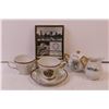 Image 2 : Various Items-Montreal skyline pleated, tea cup with saucer, cream and sugar set