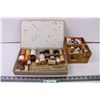 Image 1 : Assorted sewing threads in boxes-one recipe box