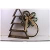 Image 1 : Wooden Christmas tree stand and wood/pinecone angel decor