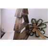 Image 3 : Wooden Christmas tree stand and wood/pinecone angel decor