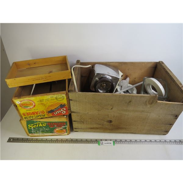 Wooden Crates (2) Blenders (untested) - Wooden Jar & Egg Cups