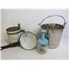 Image 9 : Vintage Flour Sifter - Metal Bucket - Food Chopper - Enamel Ware Pot