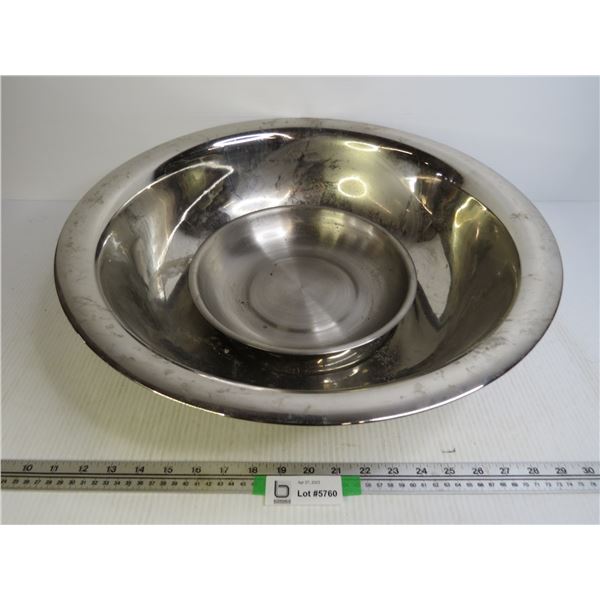 Large 20" Stainless Steel Bowl - Metal Pan/Dish