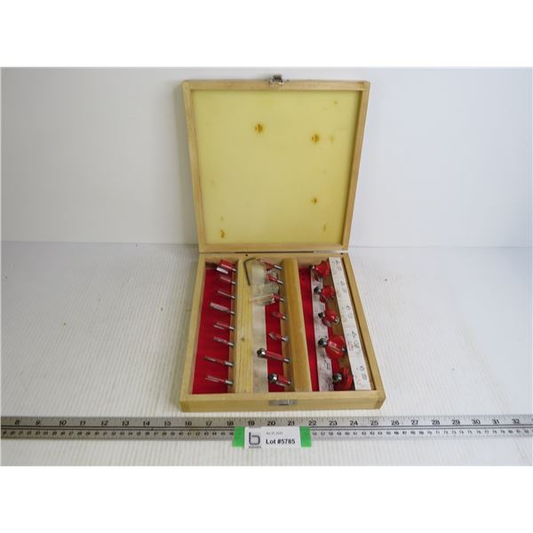 Router Bits in Wooden Case