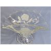 Image 2 : Glass Folded Dish w/Etched Raised Rose Pattern