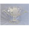 Image 5 : Glass Folded Dish w/Etched Raised Rose Pattern