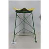 Image 3 : Vintage Painted Metal Tractor Seat Stand 28'' Tall -John Deere Colors!