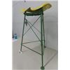 Image 5 : Vintage Painted Metal Tractor Seat Stand 28'' Tall -John Deere Colors!