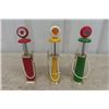Image 1 : 3 Die Cast Vintage Visible Gas Pumps 8'' Tall - Texaco, Shell, 76 