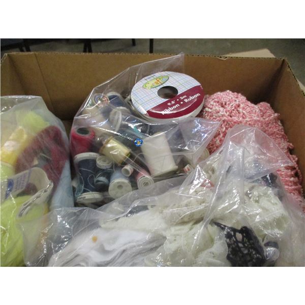 BOX C/W SEWING & CRAFT SUPPLIES