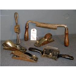 TRAY LOT METAL PLANES, SHAVERS AND DRAW KNIFE
