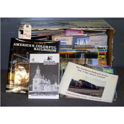2 BOXES RR TIME TABLES, PAMPHLETS & BOOKS