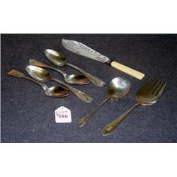 TRAY LOT SILVER FLATWARE INCL STERLING COLD MEAT F