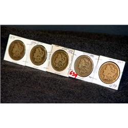 SILVER DOLLARS 1879, 1879-S, 1880, 1881, 1881-S -
