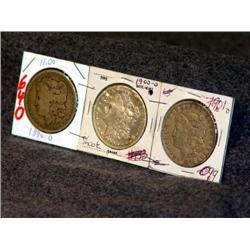 SILVER DOLLARS 1890-O, 1900-O, 1901-O - 3X THE