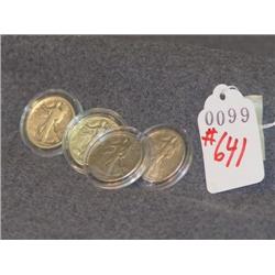 WALKING LIBERTY HALF DOLLARS- 4 X THE MONEY