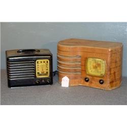EMERSON TABLE RADIOS, ONE WOOD, ONE PLASTIC- 2 X T