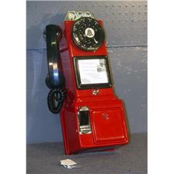 RED WESTERN ELECTRIC WALL PHONE